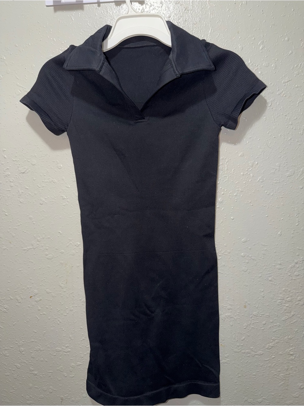 Women's Black Ribbed Polo Bodycon Dress
